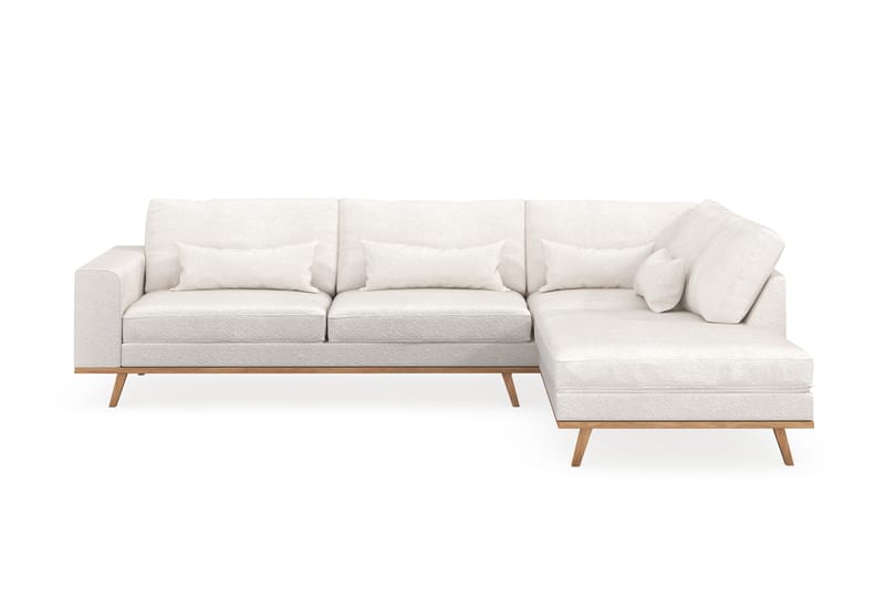 Copenhagen 4-sits Högervänd L-formad Schäslongsoffa i Bouclé - Vit - Möbler - Soffa - Divansoffa & schäslongsoffa - 4 sits soffa med divan
