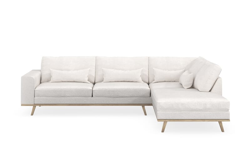 Copenhagen 4-sits Högervänd L-formad Schäslongsoffa i Bouclé - Vit - Möbler - Soffa - Divansoffa & schäslongsoffa - 4 sits soffa med divan
