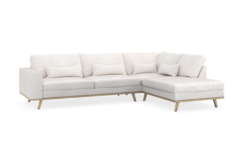 Copenhagen 4-sits Högervänd L-formad Schäslongsoffa i Bouclé - Vit - Möbler - Soffa - Divansoffa & schäslongsoffa - 4 sits soffa med divan