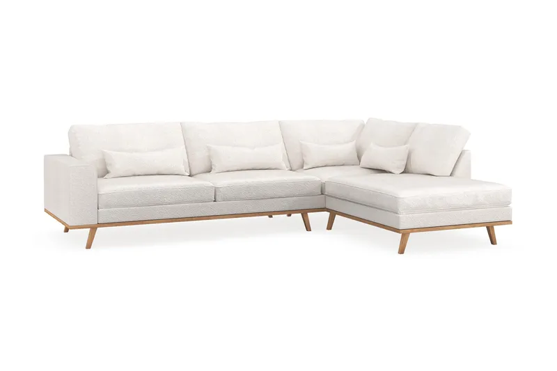 Copenhagen 4-sits Högervänd L-formad Schäslongsoffa i Bouclé - Vit - Möbler - Soffa - Divansoffa & schäslongsoffa - 4 sits soffa med divan