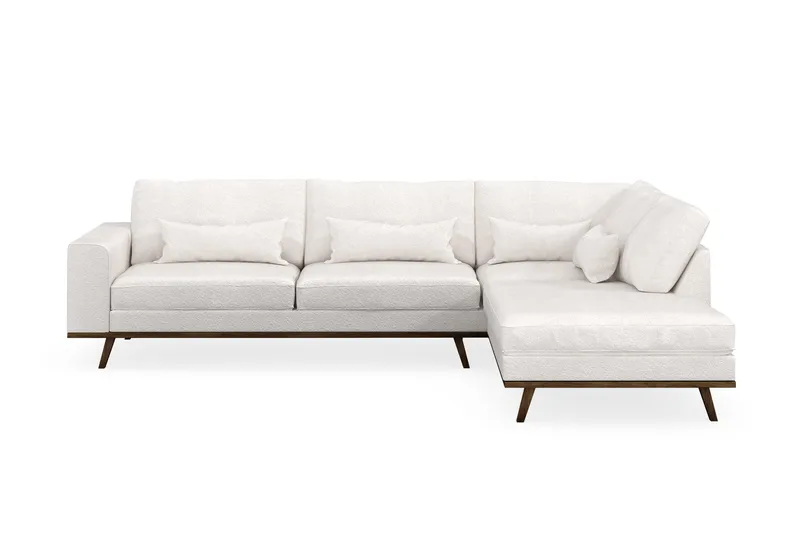 Copenhagen 4-sits Högervänd L-formad Schäslongsoffa i Bouclé, Vit