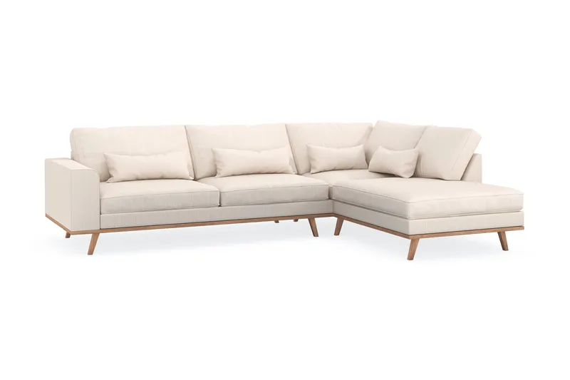 Copenhagen 4-sits Högervänd L-formad Schäslongsoffa i Manchester - Beige - Möbler - Soffa - Divansoffa & schäslongsoffa - 4 sits soffa med divan