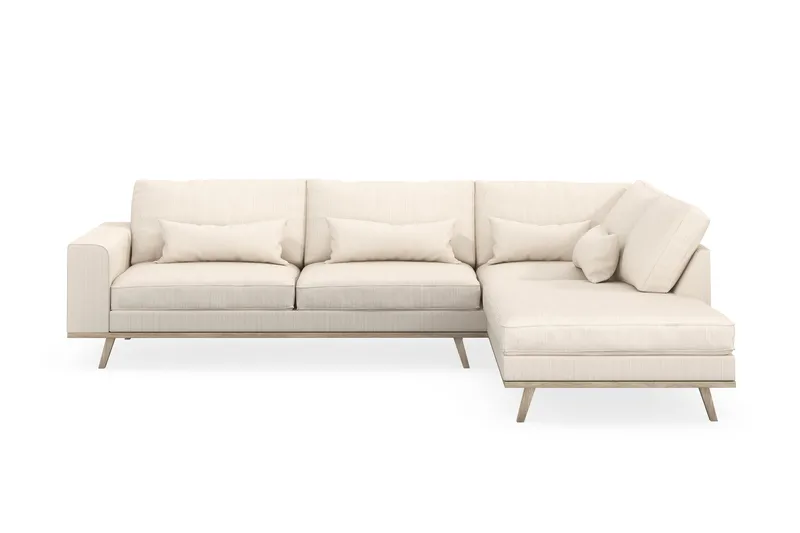 Copenhagen 4-sits Högervänd L-formad Schäslongsoffa i Manchester - Beige - Möbler - Soffa - Divansoffa & schäslongsoffa - 4 sits soffa med divan