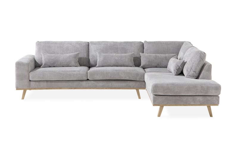 Copenhagen 4-sits Högervänd L-formad Schäslongsoffa i Manchester - Ljusgrå - Möbler - Soffa - Divansoffa & schäslongsoffa - 4 sits soffa med divan
