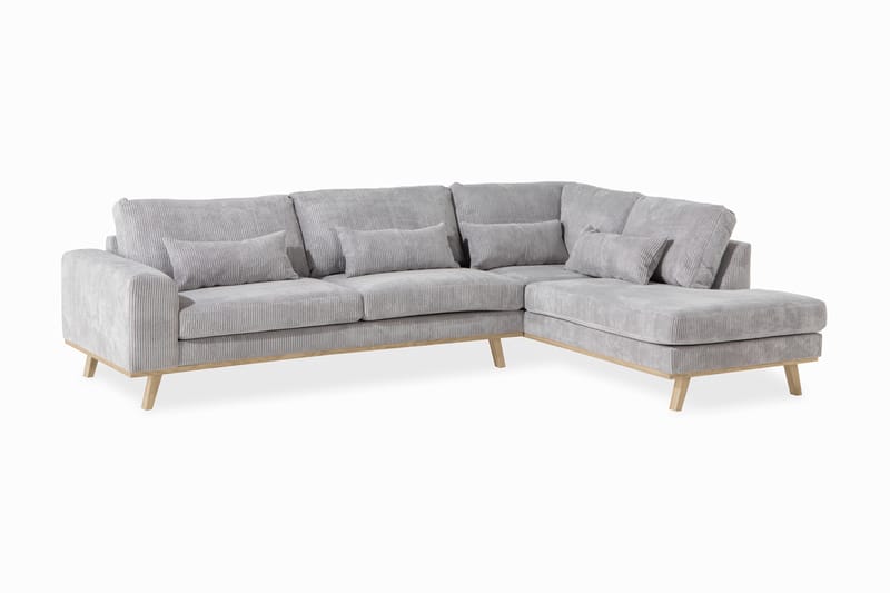 Copenhagen 4-sits Högervänd L-formad Schäslongsoffa i Manchester - Ljusgrå - Möbler - Soffa - Divansoffa & schäslongsoffa - 4 sits soffa med divan