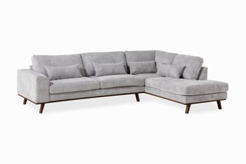 Copenhagen 4-sits Högervänd L-formad Schäslongsoffa i Manchester - Ljusgrå - Möbler - Soffa - Divansoffa & schäslongsoffa - 4 sits soffa med divan