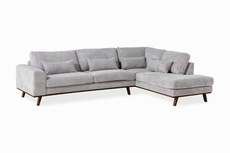 Copenhagen 4-sits Högervänd L-formad Schäslongsoffa i Manchester - Ljusgrå - Möbler - Soffa - Divansoffa & schäslongsoffa - 4 sits soffa med divan
