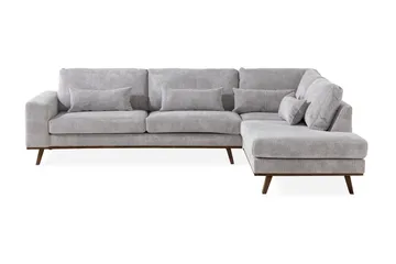 Copenhagen 4-sits Högervänd L-formad Schäslongsoffa i Manchester - Ljusgrå - Möbler - Soffa - Divansoffa & schäslongsoffa - 4 sits soffa med divan