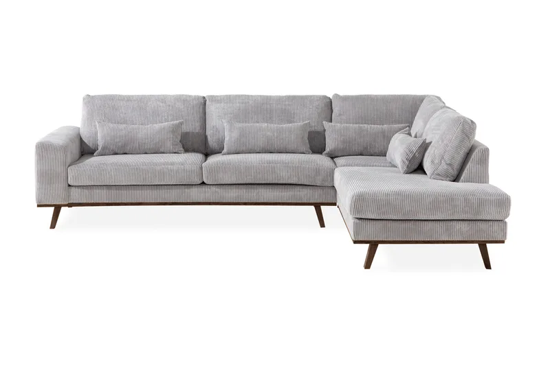 Copenhagen 4-sits Högervänd L-formad Schäslongsoffa i Manchester - Ljusgrå - Möbler - Soffa - Divansoffa & schäslongsoffa - 4 sits soffa med divan