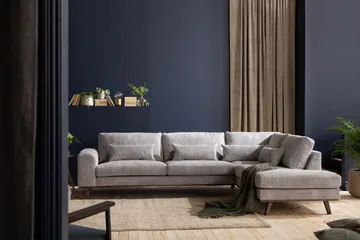 Copenhagen 4-sits Högervänd L-formad Schäslongsoffa i Manchester - Ljusgrå - Möbler - Soffa - Divansoffa & schäslongsoffa - 4 sits soffa med divan
