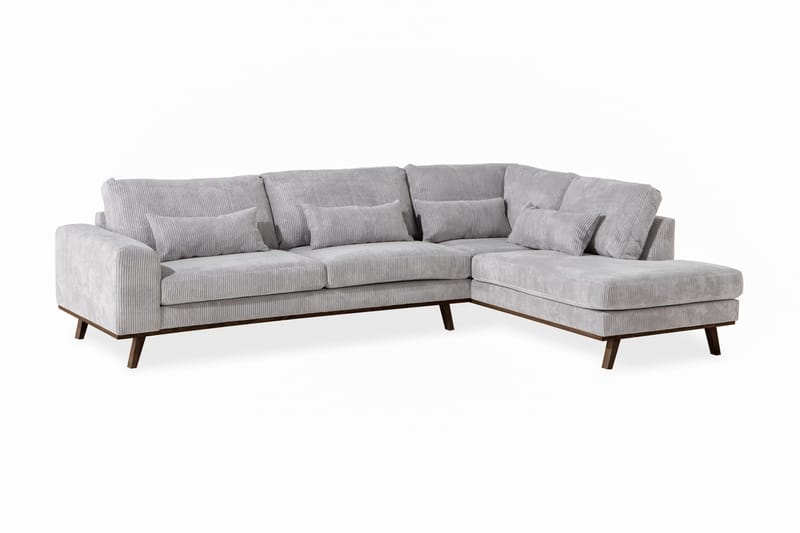 Copenhagen 4-sits Högervänd L-formad Schäslongsoffa i Manchester - Ljusgrå - Möbler - Soffa - Divansoffa & schäslongsoffa - 4 sits soffa med divan