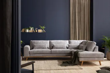 Copenhagen 4-sits Högervänd L-formad Schäslongsoffa i Manchester - Ljusgrå - Möbler - Soffa - Divansoffa & schäslongsoffa - 4 sits soffa med divan