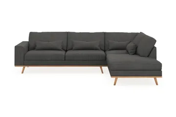 Copenhagen 4-sits Högervänd L-formad Schäslongsoffa i Manchester - Mörkgrå - Möbler - Soffa - Divansoffa & schäslongsoffa - 4 sits soffa med divan
