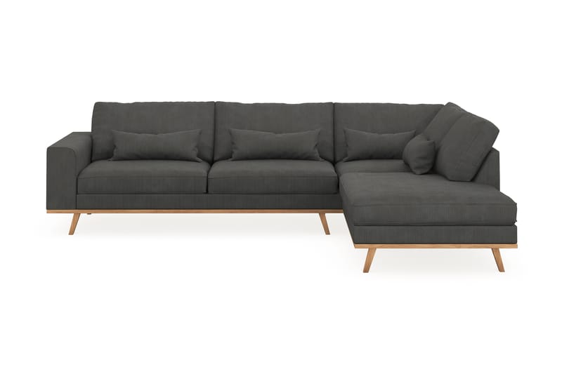 Copenhagen 4-sits Högervänd L-formad Schäslongsoffa i Manchester - Mörkgrå - Möbler - Soffa - Divansoffa & schäslongsoffa - 4 sits soffa med divan