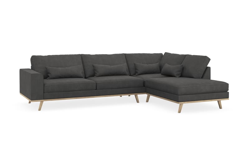 Copenhagen 4-sits Högervänd L-formad Schäslongsoffa i Manchester - Mörkgrå - Möbler - Soffa - Divansoffa & schäslongsoffa - 4 sits soffa med divan