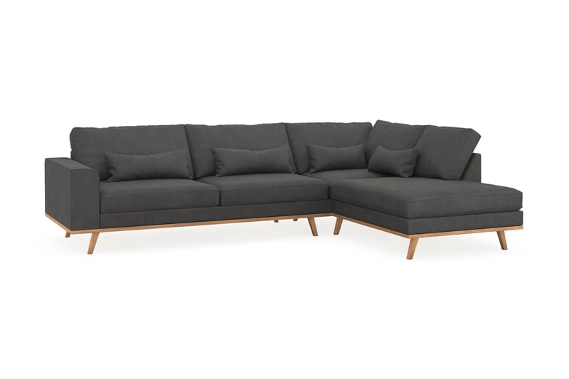 Copenhagen 4-sits Högervänd L-formad Schäslongsoffa i Manchester - Mörkgrå - Möbler - Soffa - Divansoffa & schäslongsoffa - 4 sits soffa med divan
