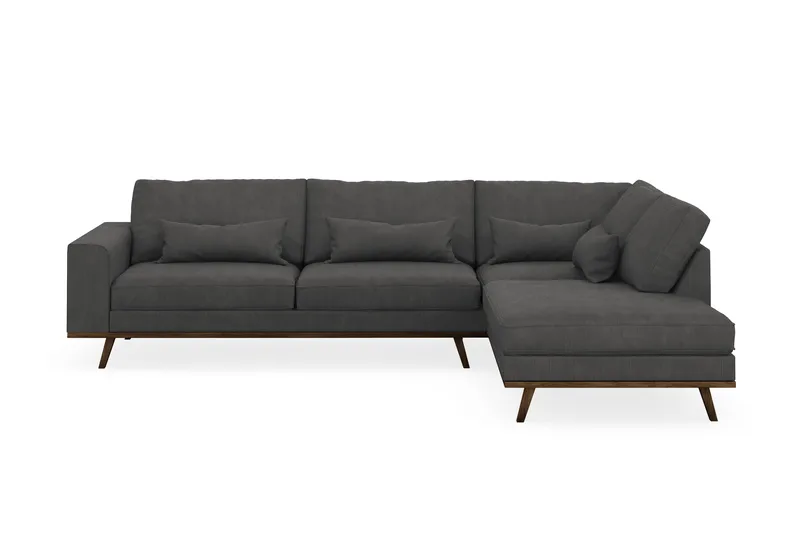 Copenhagen 4-sits Högervänd L-formad Schäslongsoffa i Manchester - Mörkgrå - Möbler - Soffa - Divansoffa & schäslongsoffa - 4 sits soffa med divan