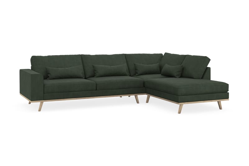 Copenhagen 4-sits Högervänd L-formad Schäslongsoffa i Manchester - Mörkgrön - Möbler - Soffa - Divansoffa & schäslongsoffa - 4 sits soffa med divan