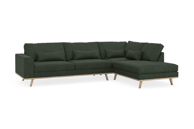 Copenhagen 4-sits Högervänd L-formad Schäslongsoffa i Manchester - Mörkgrön - Möbler - Soffa - Divansoffa & schäslongsoffa - 4 sits soffa med divan