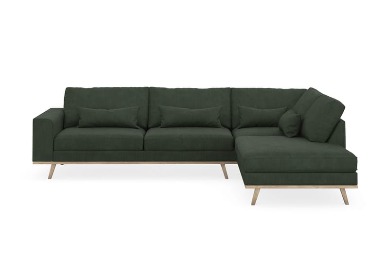 Copenhagen 4-sits Högervänd L-formad Schäslongsoffa i Manchester - Mörkgrön - Möbler - Soffa - Divansoffa & schäslongsoffa - 4 sits soffa med divan