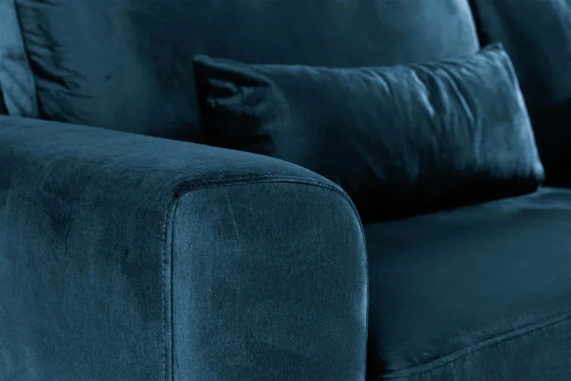 Copenhagen 4-sits Högervänd L-formad Schäslongsoffa i Sammet - Blå - Möbler - Soffa - Divansoffa & schäslongsoffa - 4 sits soffa med divan