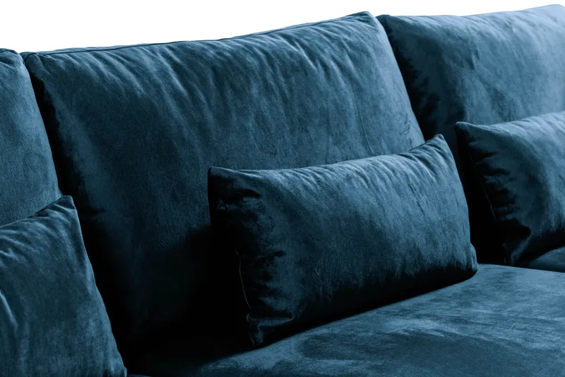 Copenhagen 4-sits Högervänd L-formad Schäslongsoffa i Sammet - Blå - Möbler - Soffa - Divansoffa & schäslongsoffa - 4 sits soffa med divan