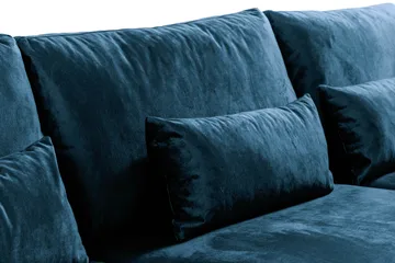 Copenhagen 4-sits Högervänd L-formad Schäslongsoffa i Sammet - Blå - Möbler - Soffa - Divansoffa & schäslongsoffa - 4 sits soffa med divan