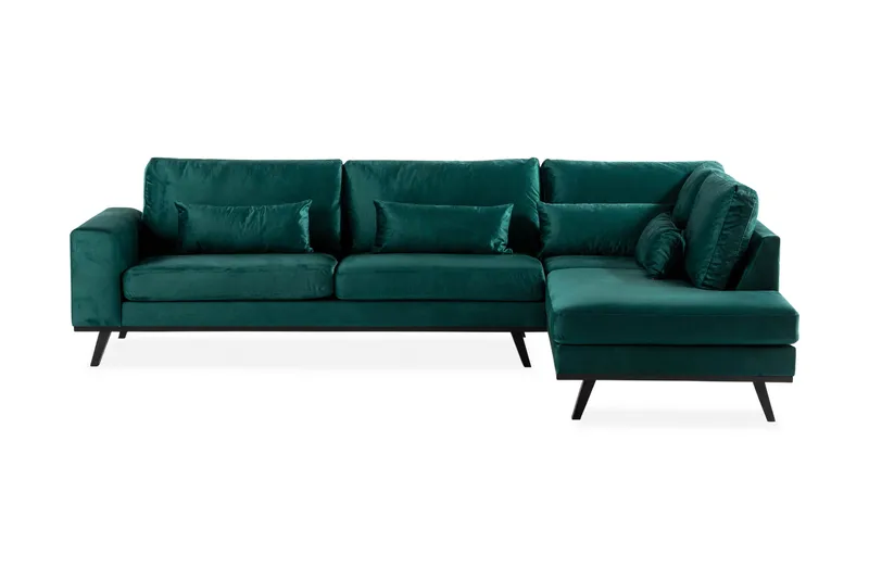 Copenhagen 4-sits Högervänd L-formad Schäslongsoffa i Sammet - Grön - Möbler - Soffa - Divansoffa & schäslongsoffa - 4 sits soffa med divan
