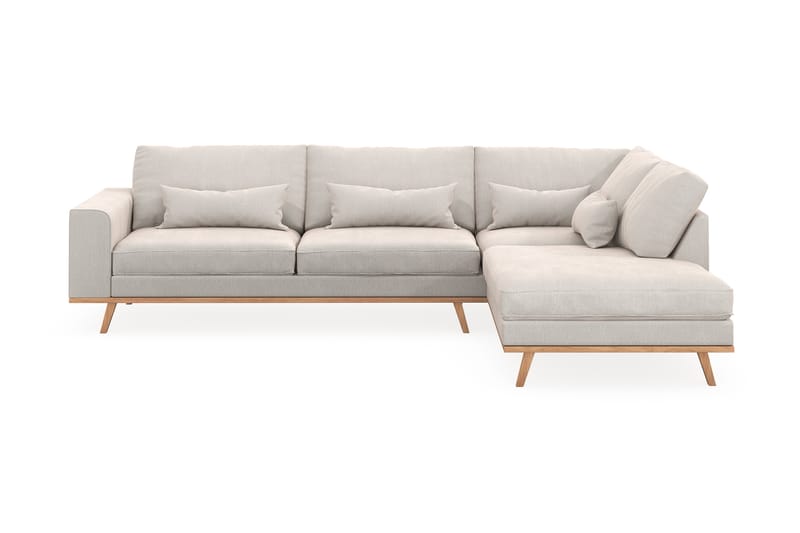 Copenhagen 4-sits Högervänd L-formad Schäslongsoffa i Sammet - Krämvit - Möbler - Soffa - Divansoffa & schäslongsoffa - 4 sits soffa med divan