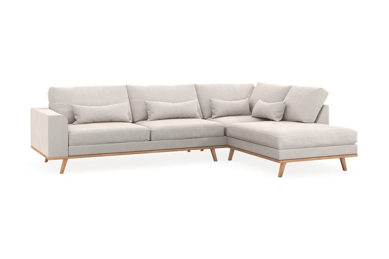Copenhagen 4-sits Högervänd L-formad Schäslongsoffa i Sammet - Krämvit - Möbler - Soffa - Divansoffa & schäslongsoffa - 4 sits soffa med divan