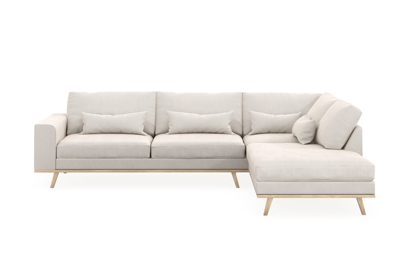Copenhagen 4-sits Högervänd L-formad Schäslongsoffa i Sammet - Krämvit - Möbler - Soffa - Divansoffa & schäslongsoffa - 4 sits soffa med divan