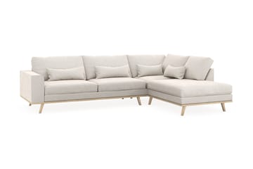Copenhagen 4-sits Högervänd L-formad Schäslongsoffa i Sammet - Krämvit - Möbler - Soffa - Divansoffa & schäslongsoffa - 4 sits soffa med divan