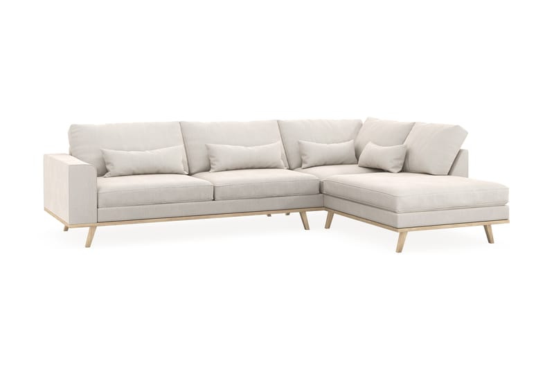 Copenhagen 4-sits Högervänd L-formad Schäslongsoffa i Sammet - Krämvit - Möbler - Soffa - Divansoffa & schäslongsoffa - 4 sits soffa med divan