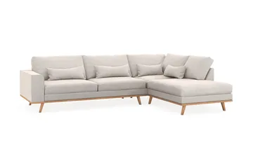 Copenhagen 4-sits Högervänd L-formad Schäslongsoffa i Sammet - Krämvit - Möbler - Soffa - Divansoffa & schäslongsoffa - 4 sits soffa med divan
