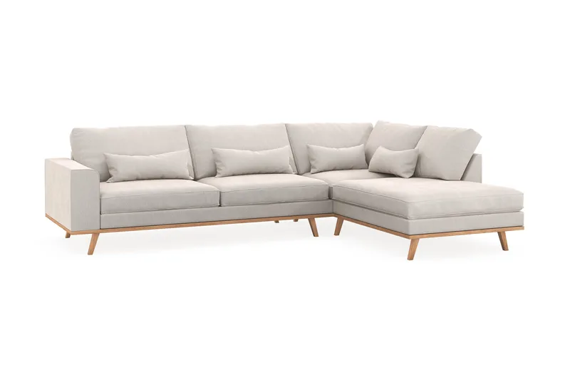 Copenhagen 4-sits Högervänd L-formad Schäslongsoffa i Sammet - Krämvit - Möbler - Soffa - Divansoffa & schäslongsoffa - 4 sits soffa med divan