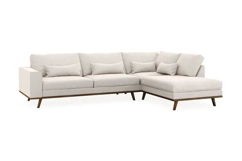 Copenhagen 4-sits Högervänd L-formad Schäslongsoffa i Sammet - Krämvit - Möbler - Soffa - Divansoffa & schäslongsoffa - 4 sits soffa med divan