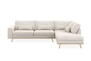 Copenhagen 4-sits Högervänd L-formad Schäslongsoffa i Sammet - Krämvit - Möbler - Soffa - Divansoffa & schäslongsoffa - 4 sits soffa med divan