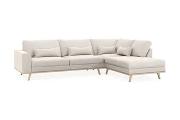 Copenhagen 4-sits Högervänd L-formad Schäslongsoffa i Sammet - Krämvit - Möbler - Soffa - Divansoffa & schäslongsoffa - 4 sits soffa med divan