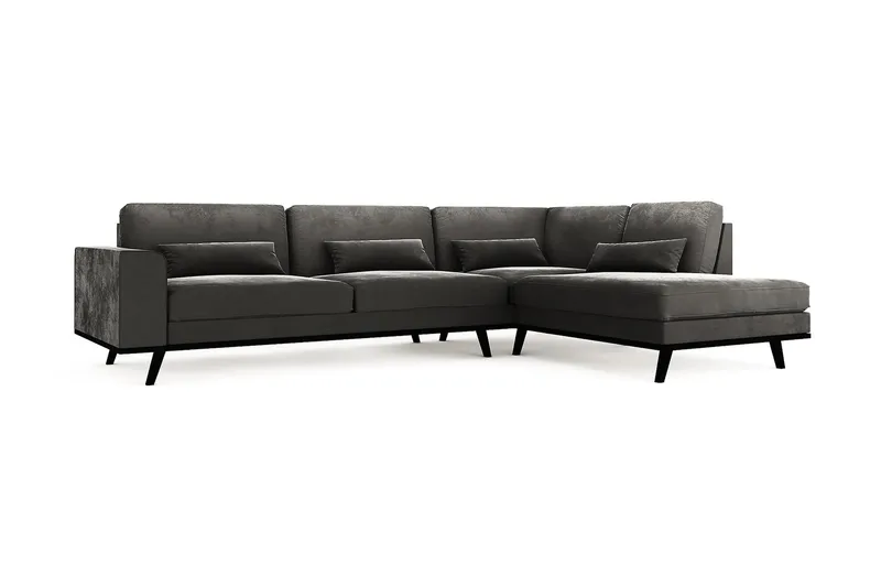 Copenhagen 4-sits Högervänd L-formad Schäslongsoffa i Sammet - Mörkgrå - Möbler - Soffa - Divansoffa & schäslongsoffa - 4 sits soffa med divan