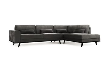 Copenhagen 4-sits Högervänd L-formad Schäslongsoffa i Sammet - Mörkgrå - Möbler - Soffa - Divansoffa & schäslongsoffa - 4 sits soffa med divan