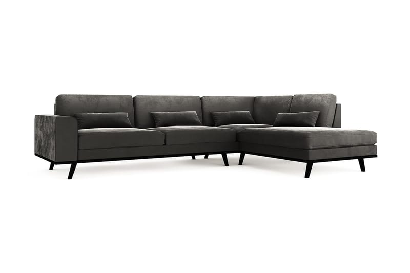Copenhagen 4-sits Högervänd L-formad Schäslongsoffa i Sammet - Mörkgrå - Möbler - Soffa - Divansoffa & schäslongsoffa - 4 sits soffa med divan
