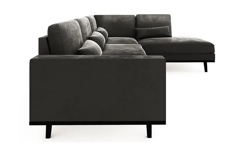 Copenhagen 4-sits Högervänd L-formad Schäslongsoffa i Sammet - Mörkgrå - Möbler - Soffa - Divansoffa & schäslongsoffa - 4 sits soffa med divan