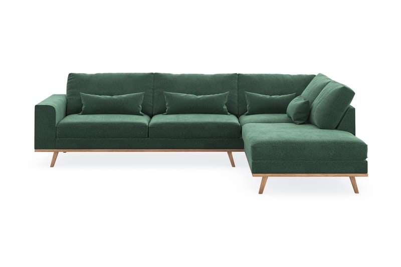 Copenhagen 4-sits Högervänd L-formad Schäslongsoffa i Sammet - Mörkgrön - Möbler - Soffa - Divansoffa & schäslongsoffa - 4 sits soffa med divan