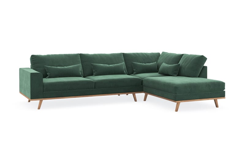 Copenhagen 4-sits Högervänd L-formad Schäslongsoffa i Sammet - Mörkgrön - Möbler - Soffa - Divansoffa & schäslongsoffa - 4 sits soffa med divan