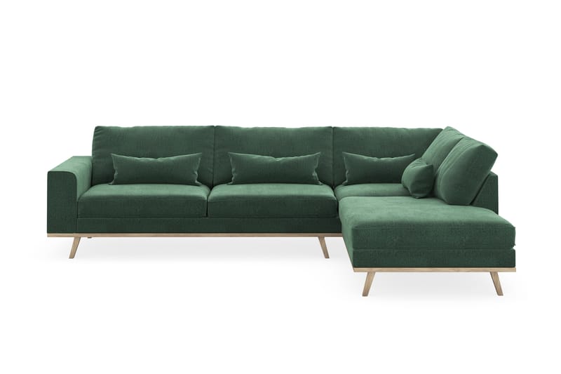 Copenhagen 4-sits Högervänd L-formad Schäslongsoffa i Sammet - Mörkgrön - Möbler - Soffa - Divansoffa & schäslongsoffa - 4 sits soffa med divan