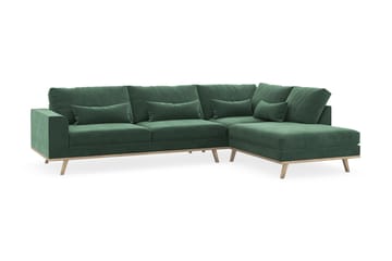 Copenhagen 4-sits Högervänd L-formad Schäslongsoffa i Sammet - Mörkgrön - Möbler - Soffa - Divansoffa & schäslongsoffa - 4 sits soffa med divan