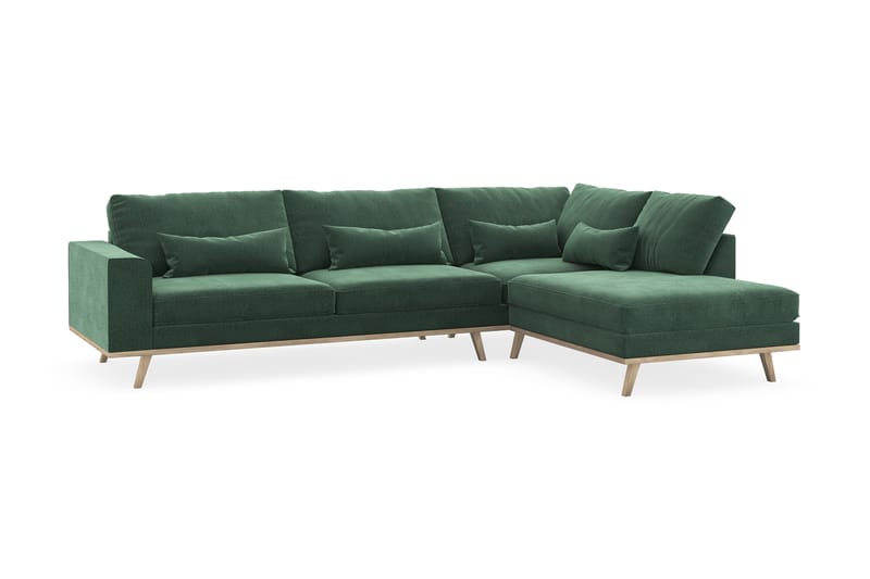 Copenhagen 4-sits Högervänd L-formad Schäslongsoffa i Sammet - Mörkgrön - Möbler - Soffa - Divansoffa & schäslongsoffa - 4 sits soffa med divan
