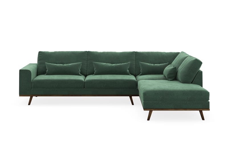 Copenhagen 4-sits Högervänd L-formad Schäslongsoffa i Sammet - Mörkgrön - Möbler - Soffa - Divansoffa & schäslongsoffa - 4 sits soffa med divan