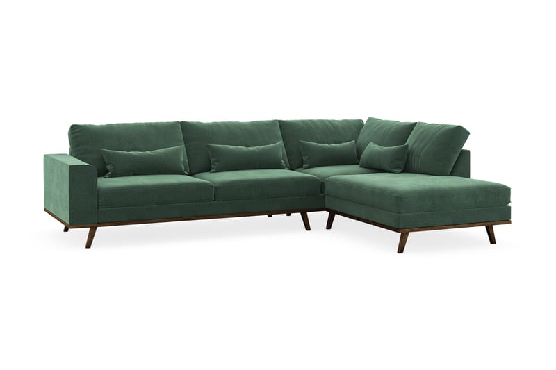 Copenhagen 4-sits Högervänd L-formad Schäslongsoffa i Sammet - Mörkgrön - Möbler - Soffa - Divansoffa & schäslongsoffa - 4 sits soffa med divan