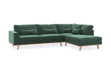 Copenhagen 4-sits Högervänd L-formad Schäslongsoffa i Sammet - Mörkgrön - Möbler - Soffa - Divansoffa & schäslongsoffa - 4 sits soffa med divan